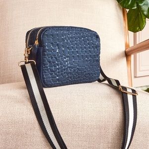 Faux croc navy crossbody